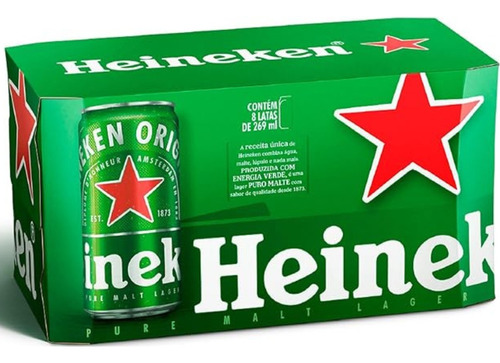 Cerveja Heineken Lata 269ml - Pack Com 8 Unidades Gamer