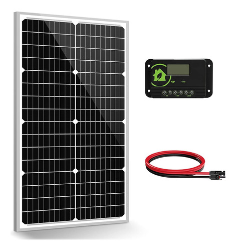 Kit De Carga Solar Mono De 50 Vatios Y 12 V Fuera De La Red,