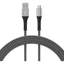 Comprar Cabo Micro Usb 2.0 Nylon Trançado suporta até 10.000 dobras 1,2 Metros velocidade 480Mbps Geonav Preto