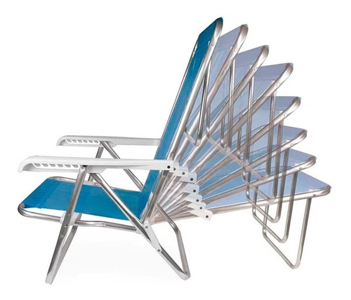 Cadeira De Praia Aluminio Master Azul Forte 2274 Promoção