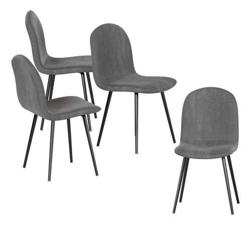 Set De 4 Sillas Para Comedor Mubson  Estilo Eames Color Gris