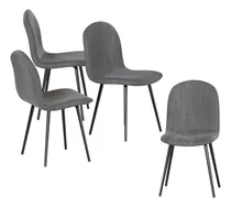 Comprar Set De 4 Sillas Para Comedor Mubson Sillas Estilo Eames Estructura de la silla Negro Asiento Gris