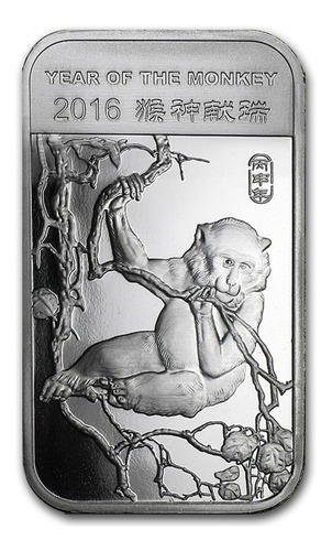 1 Oz Barra De Plata  2016 Año Del Mono