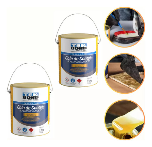 2 Cola Sapateiro Galão 2,8kg Tekbond Para Artesanato/mdf/pvc Cor Amarelo