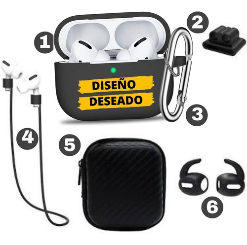 Imagen 7 de 8 de Funda Para AirPods Pro Muchos Modelos + Accesorios 6 En 1