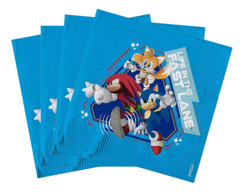 Servilletas Sonic El Erizo Sega 12pcs Cumpleaños Party