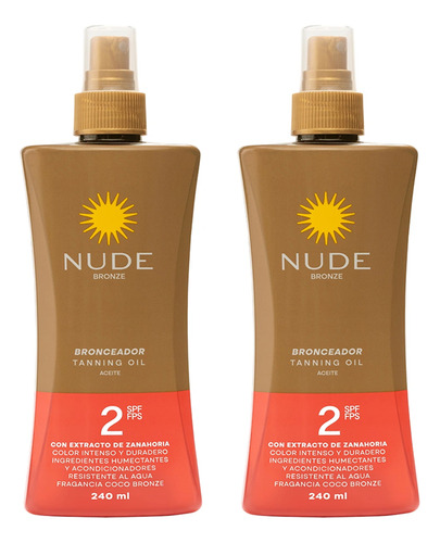 Nude Aceite Bronceador Spf 2 2pe Nude - mL a $90