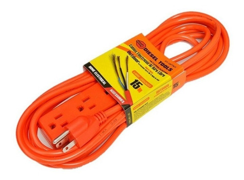 Extension Electrica 15mt Cable Naranja Excelente Calidad 
