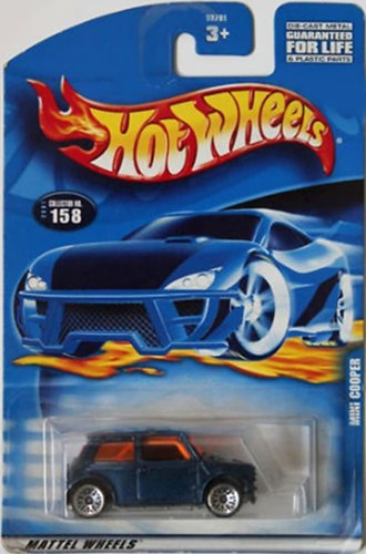 2001 1: 64 escala Azul Mini Cooper Die Cast Car # 158