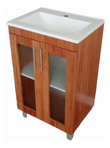 Imagen 2 de 5 de Vanitory 52cm De Ancho Color Miel Con 2 Puertas