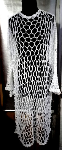 Vestido Crochet Playero .con Mangas Talle Xxl, Largo 1 Metro