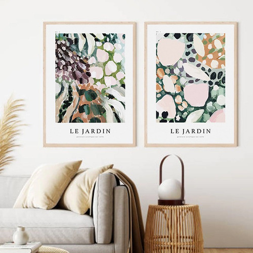  Cuadros Deco Botanica Arte Le Jardin 43x63cm Set X2