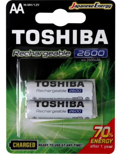 Pilha Recarregável Aa 1,2v 2600mah Toshiba - Com 2 Un