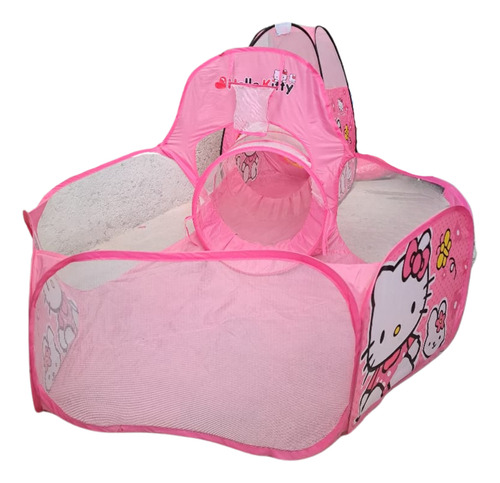 Tunel Alberca De Pelotas Gusano Casa Juegos Hello Kitty Rosa