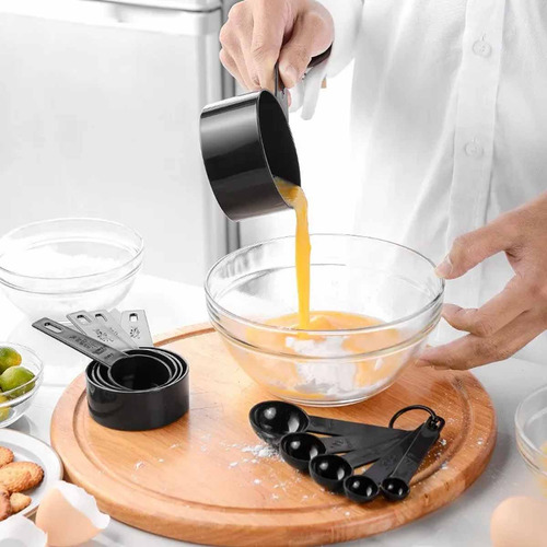 Eahsap x 10 Juego Cucharas Medidoras Tazas Medidoras Repostería Cocina Color Negro