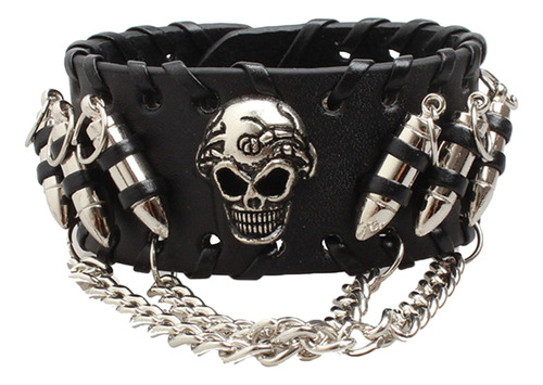 Pulsera De Piel Gótica Punk Negra Para Hombre Y Mujer, Acces