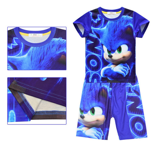 Traje De Playera Casual 3d Super Sonic Para Niños Y Niñas,