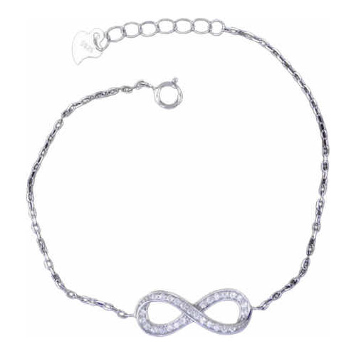 Nueva Pulsera De Plata 925 Infinito Con Cubic X Local !!!!