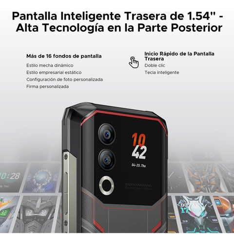 Doogee Blade 20 Ultra Celular Rugerizado, 8 Gb De Ram+512 Gb De Rom, 10300 Mah, 50 Mp, Ip68, Doble Pantalla