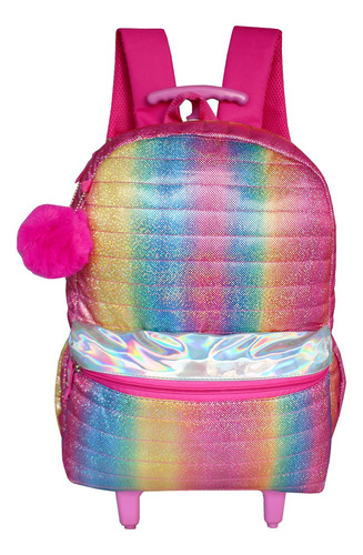 Mochila Escolar Rodinha Infantil Arco Íris Cg2104 Clio Style