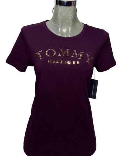 Playera Original Tommy Hilfiger De Dama Talla  Xs Color Vino