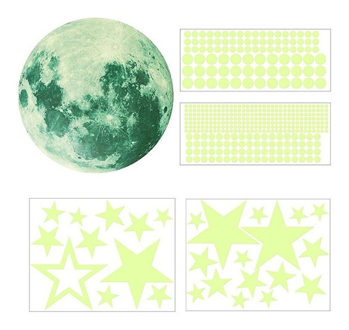 Set Vinilos Luna Estrellas Pegatinas Brillantes Decorativa C