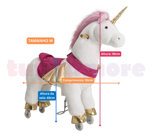 Montaria Unicórnio Branco Com Rosa Uppi De 15 À 60kg M