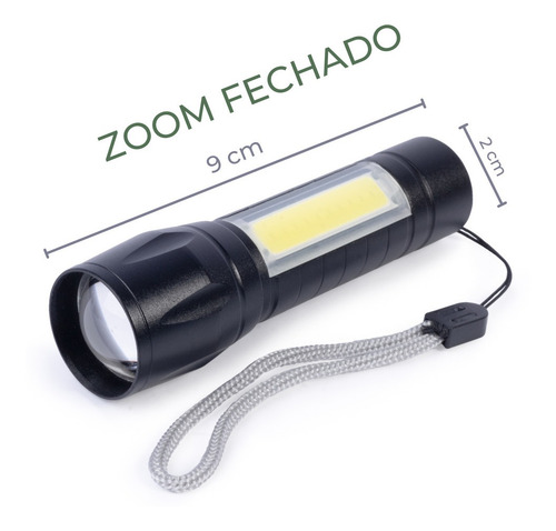 Imagem 6 de 6 de Lanterna Mini Led Tática Corpo Em Alumínio Zoom In Zoom Out