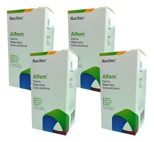 Suplemento Vitaminico Calcio Vitamina D, Alfem Pack 4 Pzas
