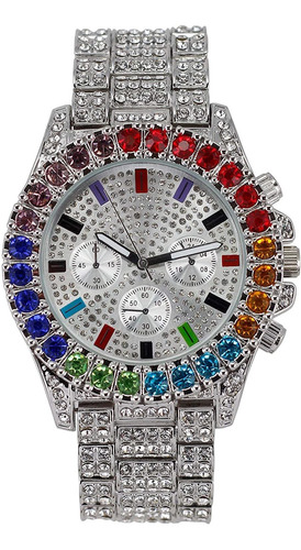 Blinged Out Round  L Mens Color On Blast Watch Con Indi...