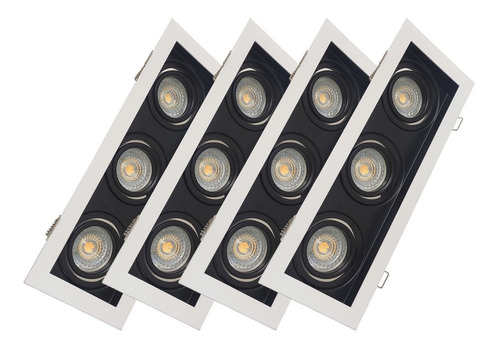 Pack X4 Spot Embutir 3 Luces Para Dicroica Led Cardanico