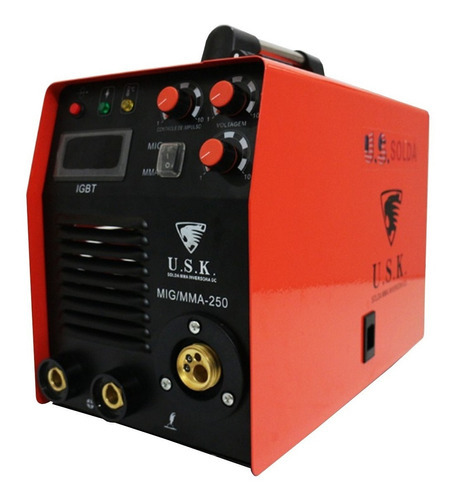 Máquina de soldar portátil Mig And Mma 250 para uso con y sin gas, color rojo y negro, 220 V