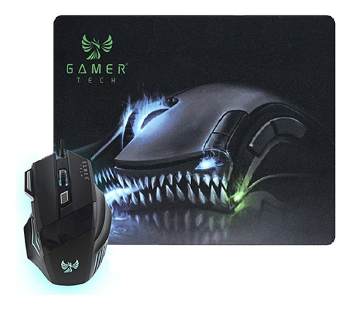 Mouse Gamer Usb 7d Luz Led +pad Mouse Gamer Ergonomico 