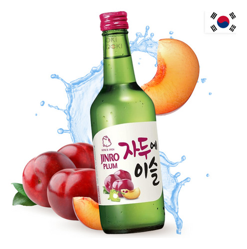2 Botellas Soju Jinro Alcohol Coreano Ciruela De Sabor 360ml