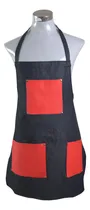 Comprar Delantal Pechera De Barbero Mezclilla Azul Con Bolsillo Rojo Azul Mezclilla