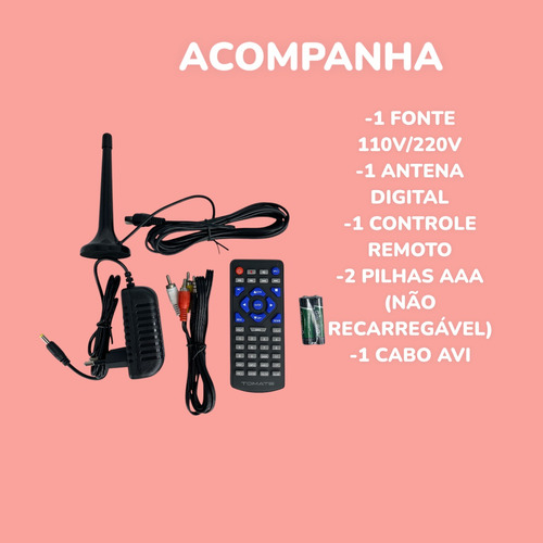 Tv Portátil Digital Monitor Portátil 19 Polegadas Tomate 127/220V cor Preto