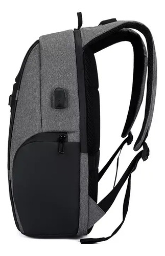 Mochila Antirrobo De Gran Capacidad Con Usb Para Laptop Negro Con Rojo Liso