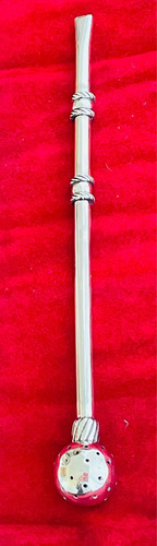 Bombilla De Plata Con Detalle Galloneado Y Filtro Coco. Sg-