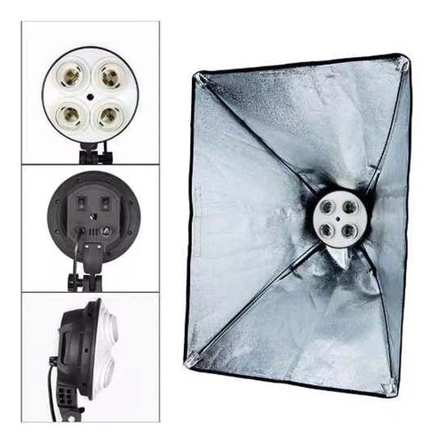 Softbox 60x90 Com Soquete Quádruplo E27 Estúdio Youtubers