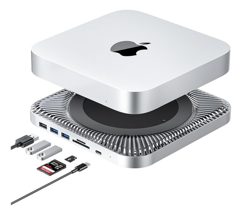 Hub Usb Raycue Para Mac Mini O Mac Studio Plateado