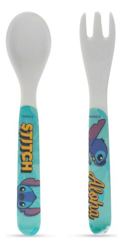 Vajilla De Fibra Ee Bambú Infantil Stitch 5 Piezas Azul Stitch