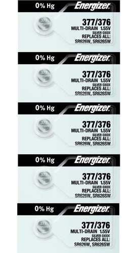 X 5 Pilas Energizer 377 Sr626sw Oxi Plata Centro San Martin