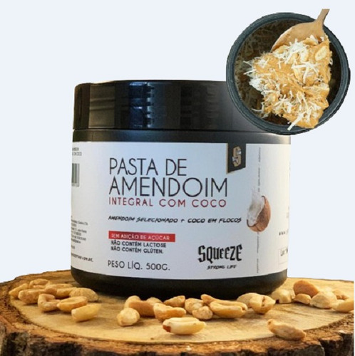 Pasta De Amendoim Integral E Coco 500g - Squeeze Zero Açúcar