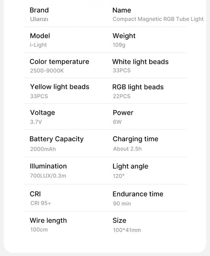 Imagen 5 de 10 de Luz Led Rgb Iluminador Ulanzi I-light Bateria Interna $