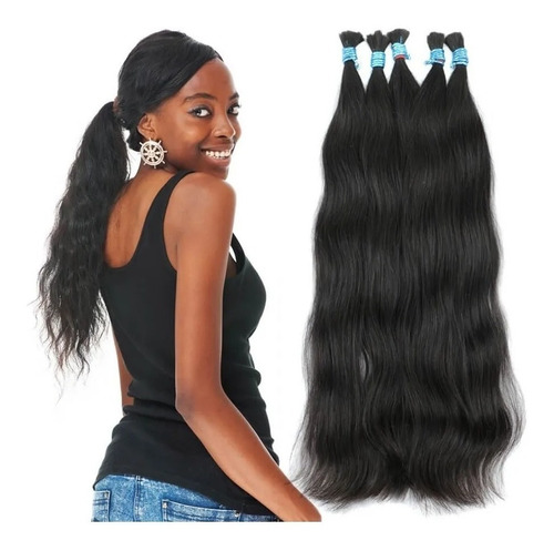 Cabelo Humano Mega Hair Liso Natural 45/50 Cm - 100 Gramos