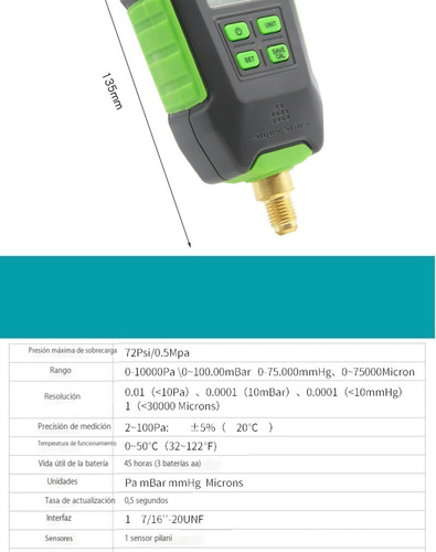 Medidor De Aspiradora Digital Hvac Micron Medidor