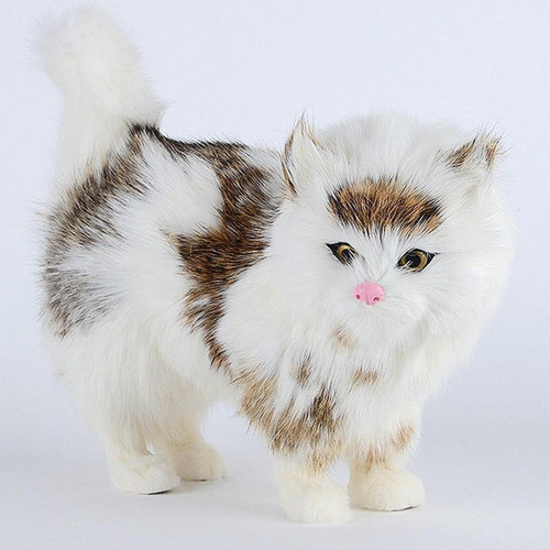 Simulación Gato Estatuilla Gato Felpa Juguete Lindo Marrón