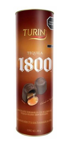 Chocolate Turín Tubo Relleno Tequila 1800 200 G