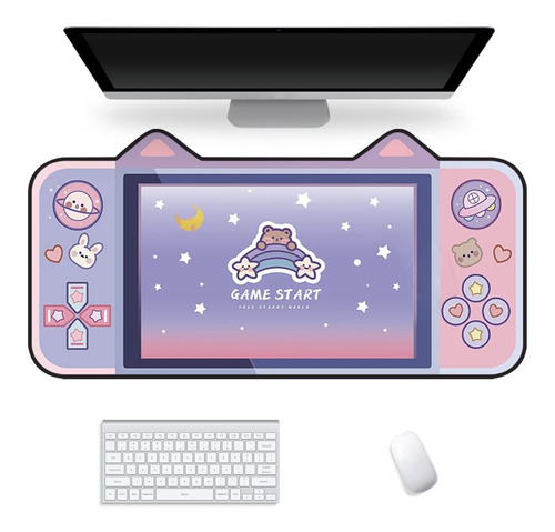 Mouse Pad Gamer Orejas De Gato 80x40 Xl Rosa Kawaii Cute