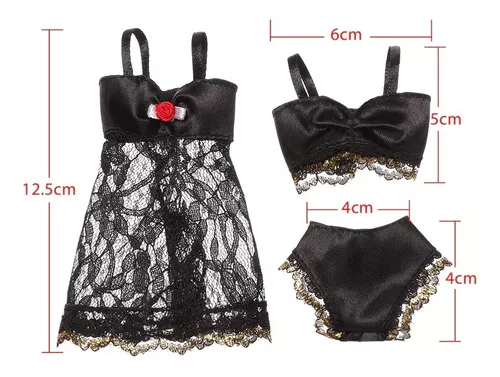 Roupa Lingerie Luxo Camisola Para Boneca Barbie + Sapatos